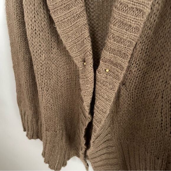 Wooden Ships | Women’s Brown Open Front Cardigan Waterfall Knit Sweater Mohair M - Picture 6 of 8
